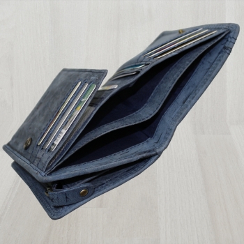 flevado Geldbörse Unisex Damen Herren Echt Leder RFID Schutz Blau